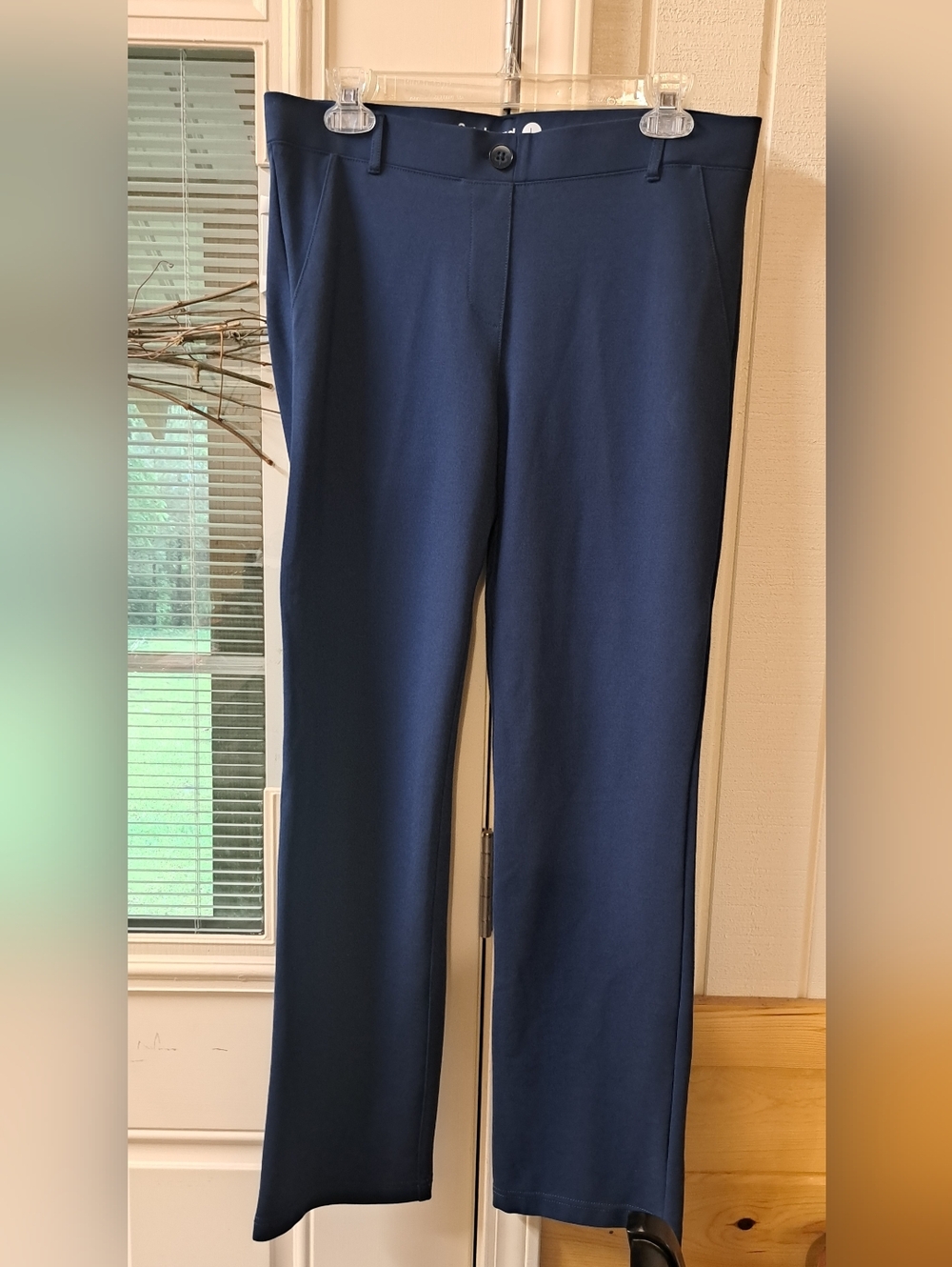 Betabrand Classic Dress Pants Blue Ponte Stretch Straight Career Office LP